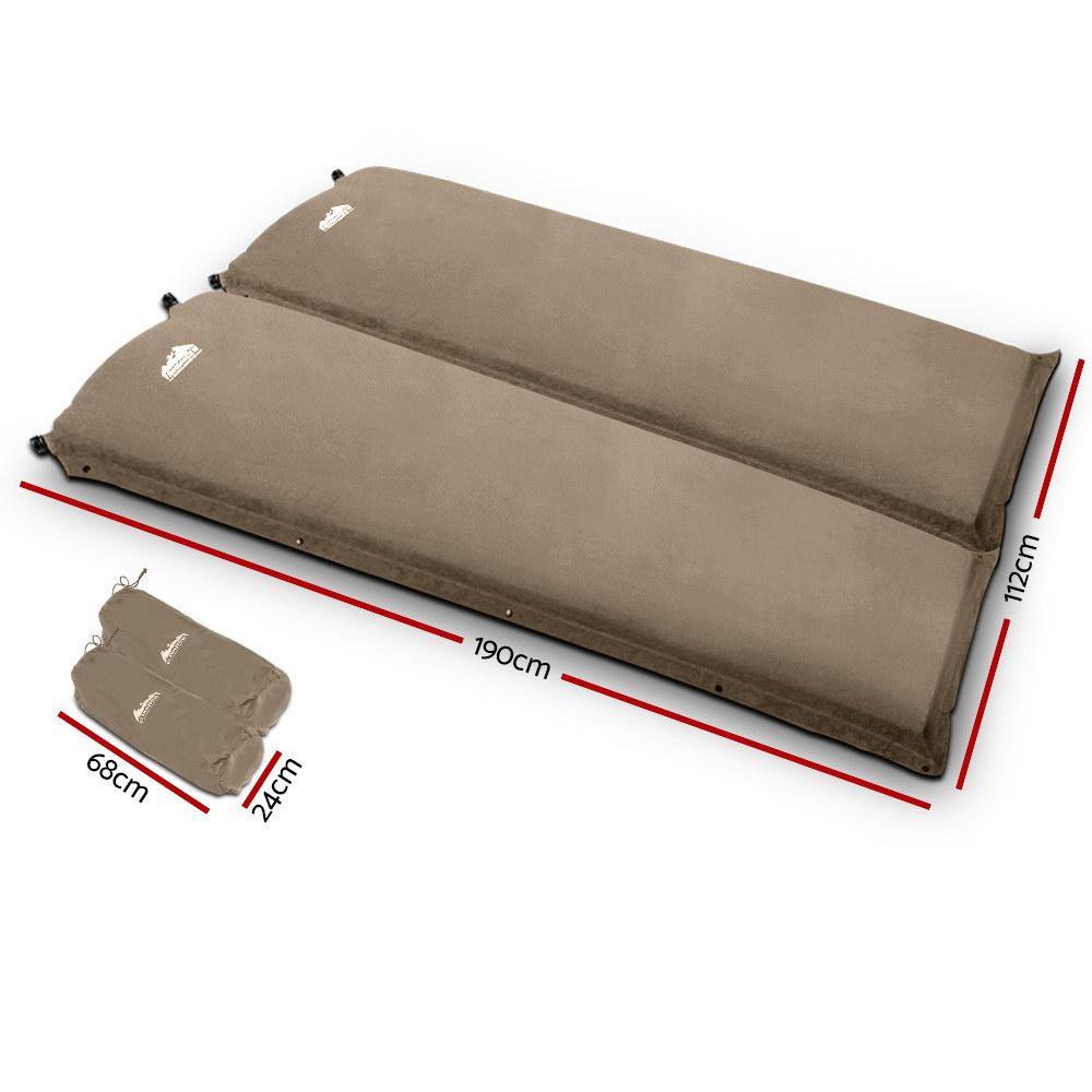 Self Inflating Double Air Bed 10CM Thick Coffee - House Things Outdoor > Camping
