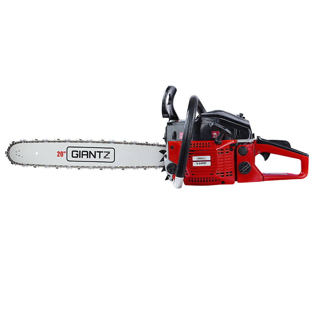 GIANTZ 52CC Petrol Commercial Chainsaw Chain Saw Bar E-Start Black - House Things Tools > Power Tools