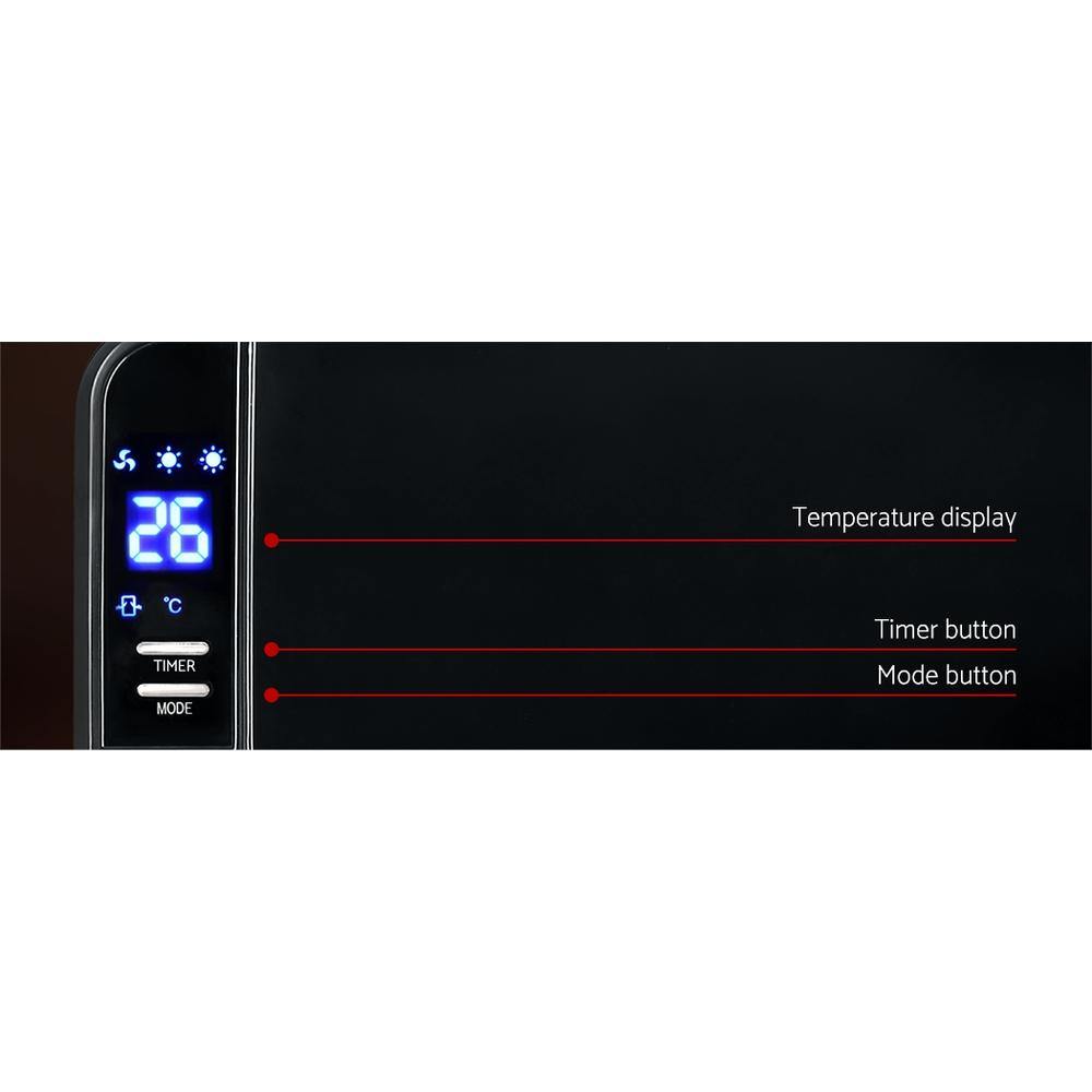 Devanti 2000W Wall Mounted Panel Heater - Black - House Things Appliances > Heaters