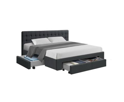 HUNTER King Bed & Mattress Package Charcoal Bed Frame