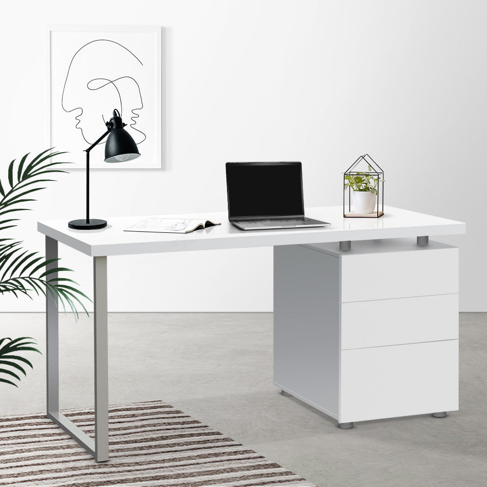Desk with 3 Drawers - White - House Things Furniture > Office