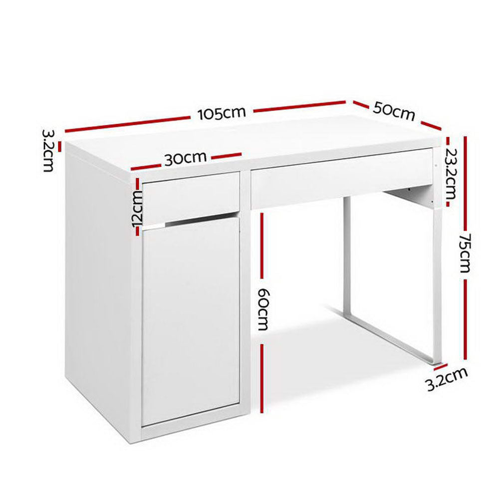 STEFAN Metal Desk With Storage Cabinets - White - House Things Furniture > Office