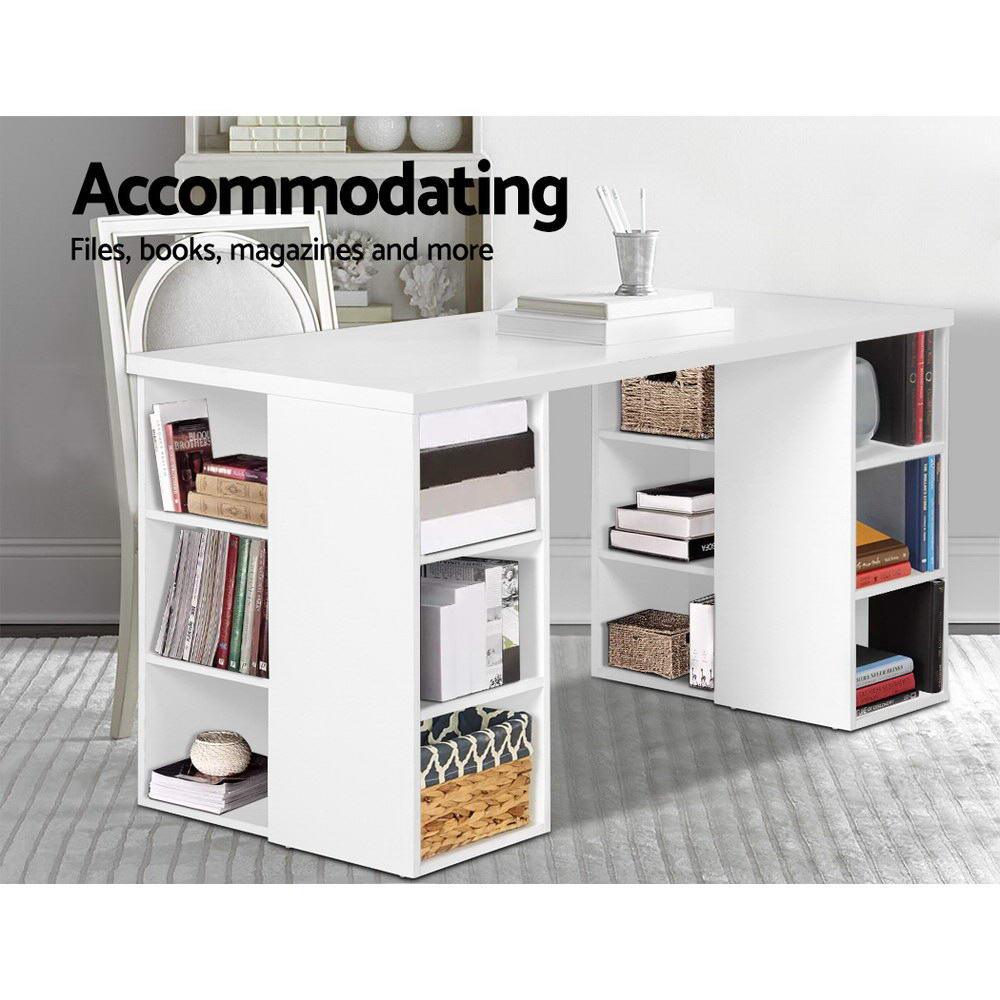 3 Level Desk with Storage & Bookshelf - White - House Things Furniture > Office