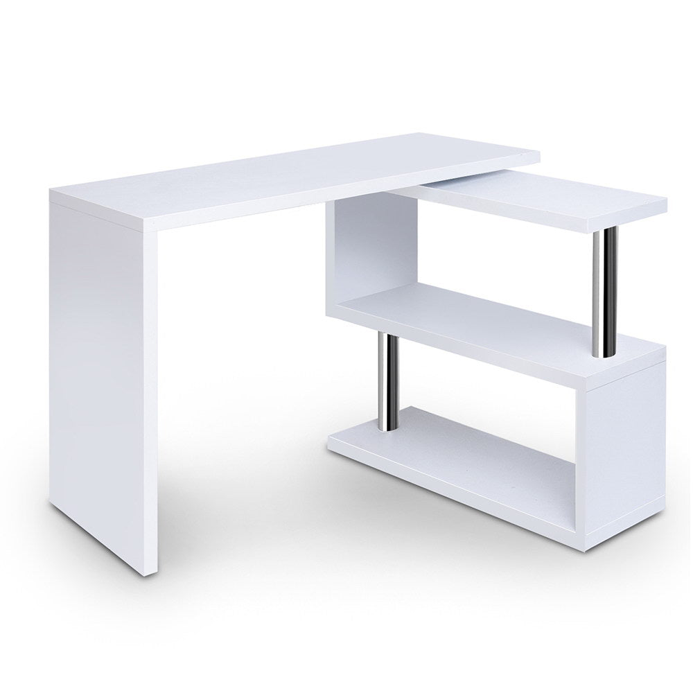 Rotary Corner Desk with Bookshelf - White - House Things Furniture > Office