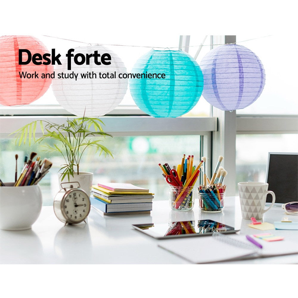 Rotary Corner Desk with Bookshelf - White - House Things Furniture > Office