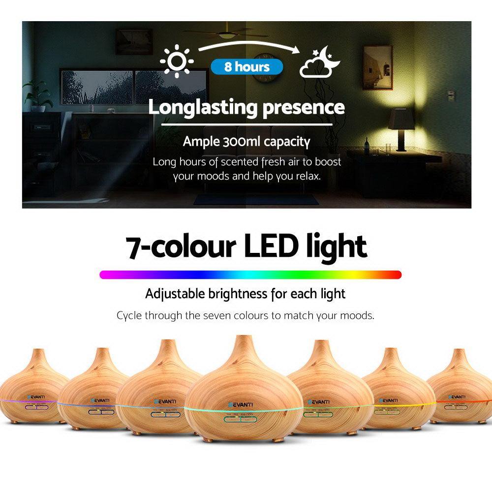300ml 4 in 1 Aroma Diffuser - Light Wood - House Things Appliances > Aroma Diffusers & Humidifiers