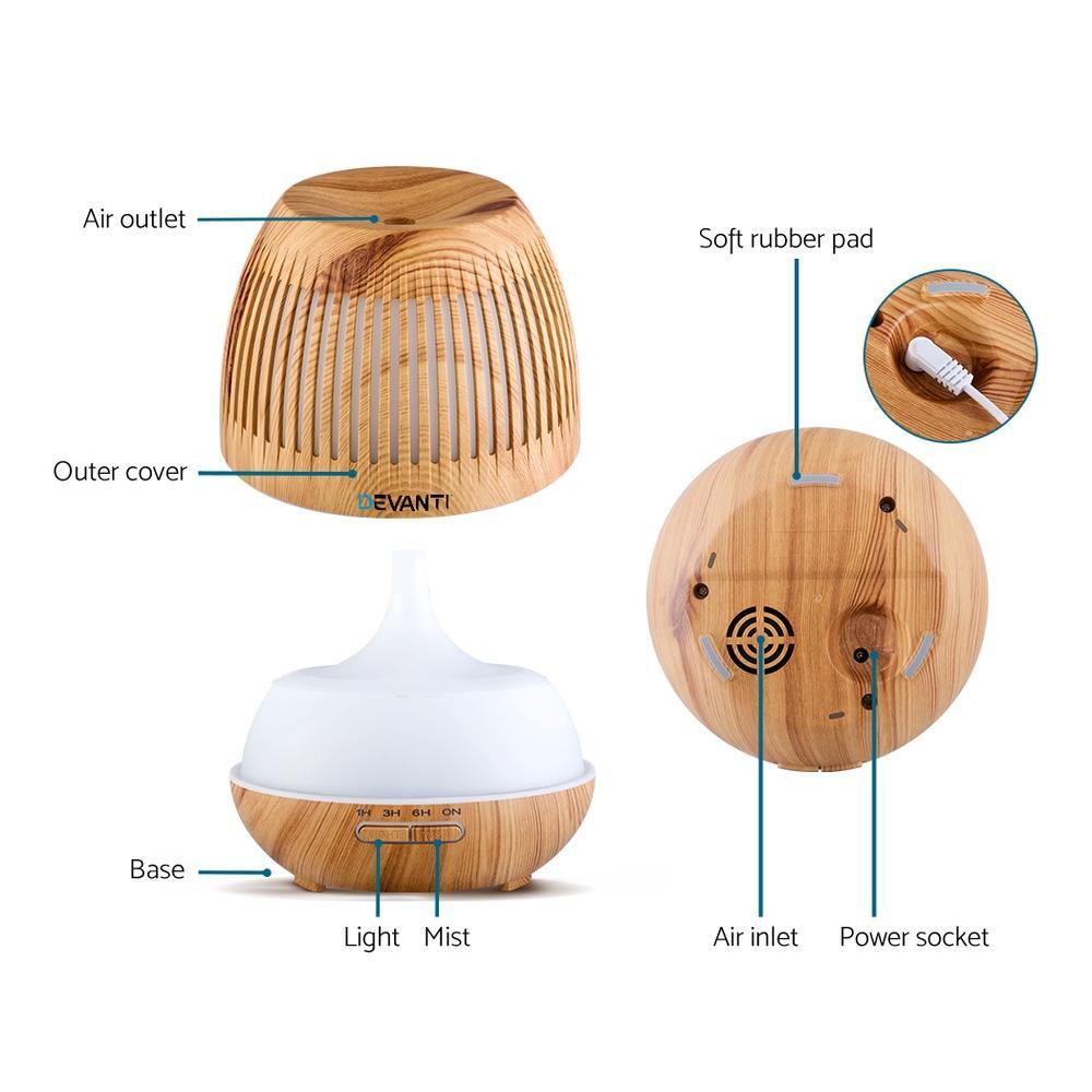Aromatherapy Diffuser Aroma Essential Oils Air Humidifier LED Light 400ml - House Things Appliances > Aroma Diffusers & Humidifiers
