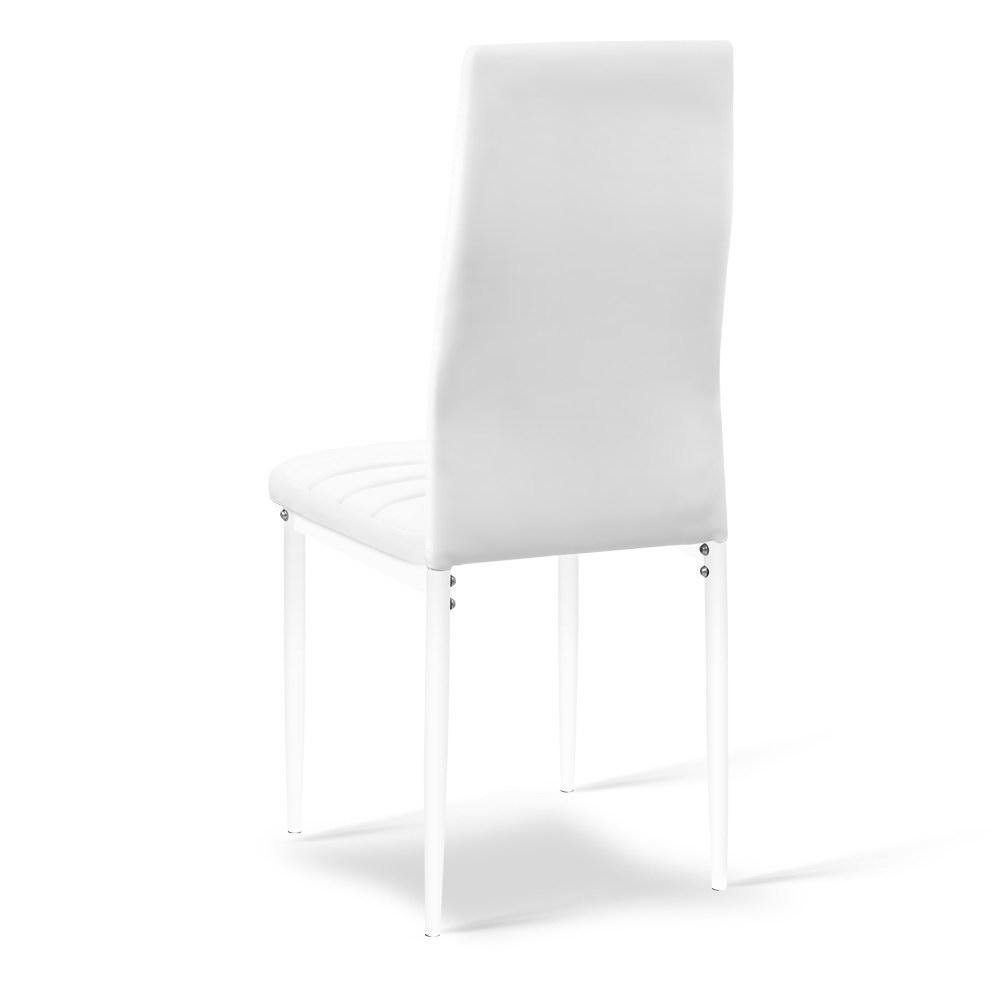 Set of 4 Dining Chairs PVC Leather - White - Housethings 