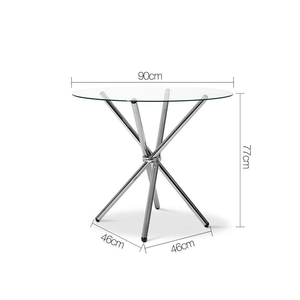Clear Glass 4 Seat Round Dining Table 90cm - House Things Furniture > Dining
