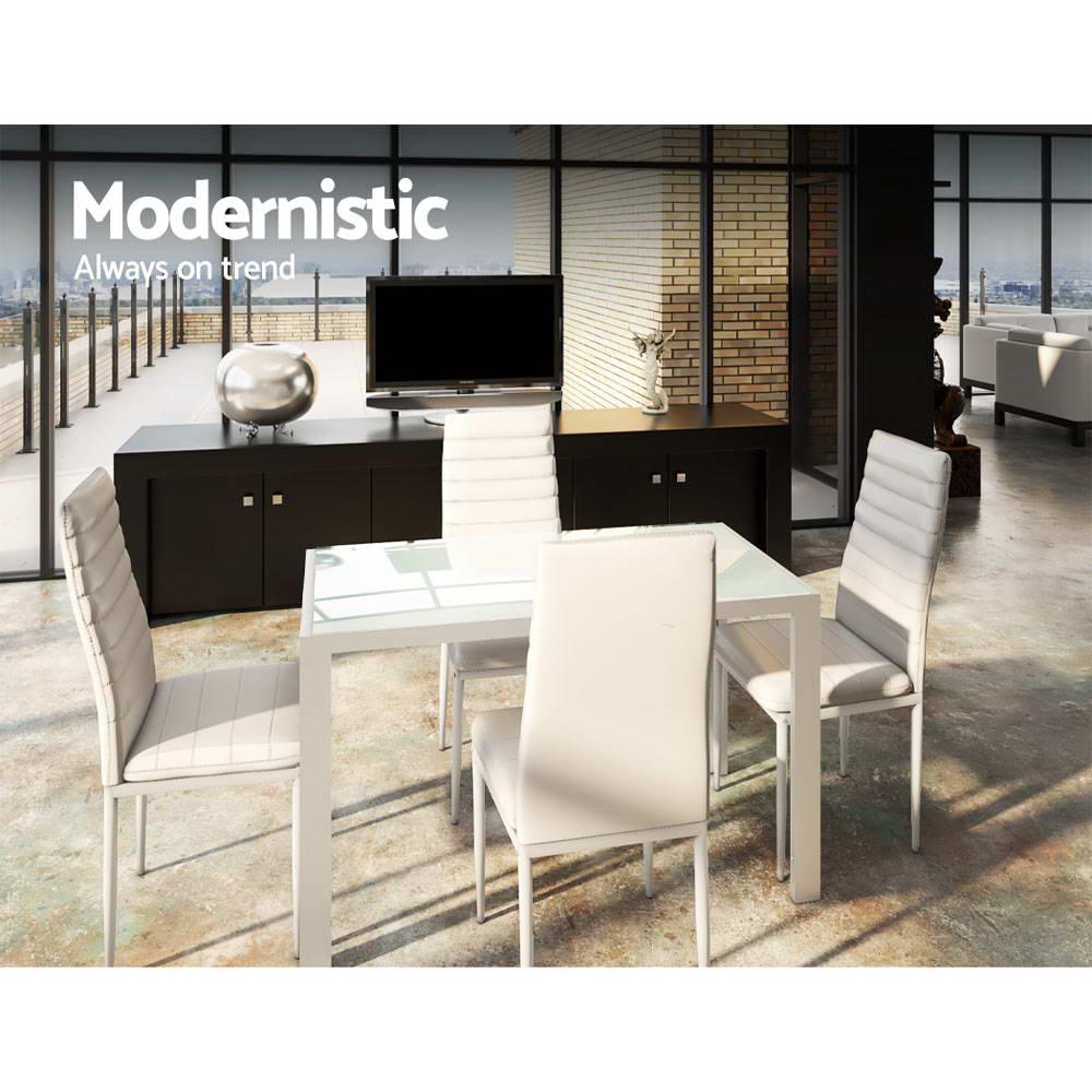 5 Piece Dining Table Set - White - House Things Furniture > Dining