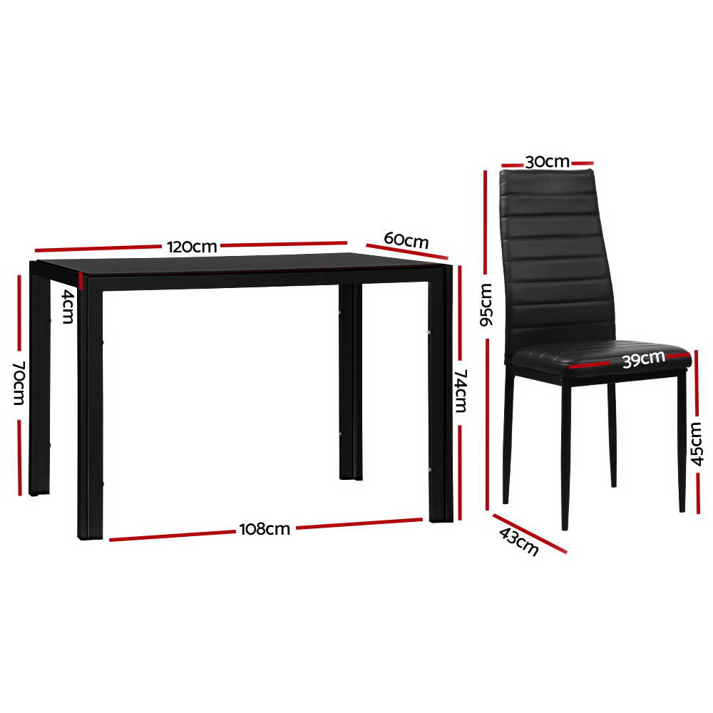 Saturn 7-Piece Set Tempered Glass Dining Set Table and 6 Chairs Black - House Things Furniture > Dining