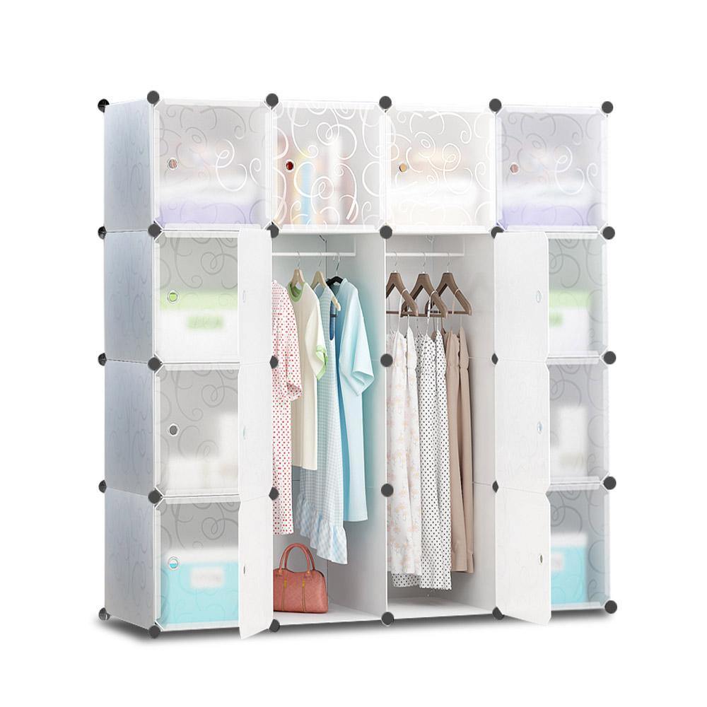 16 Cube Portable Storage Cabinet Wardrobe - White - Housethings 
