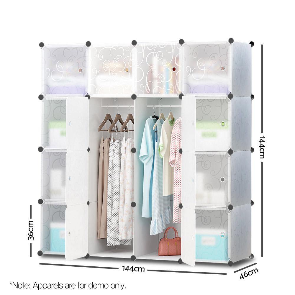 16 Cube Portable Storage Cabinet Wardrobe - White - Housethings 