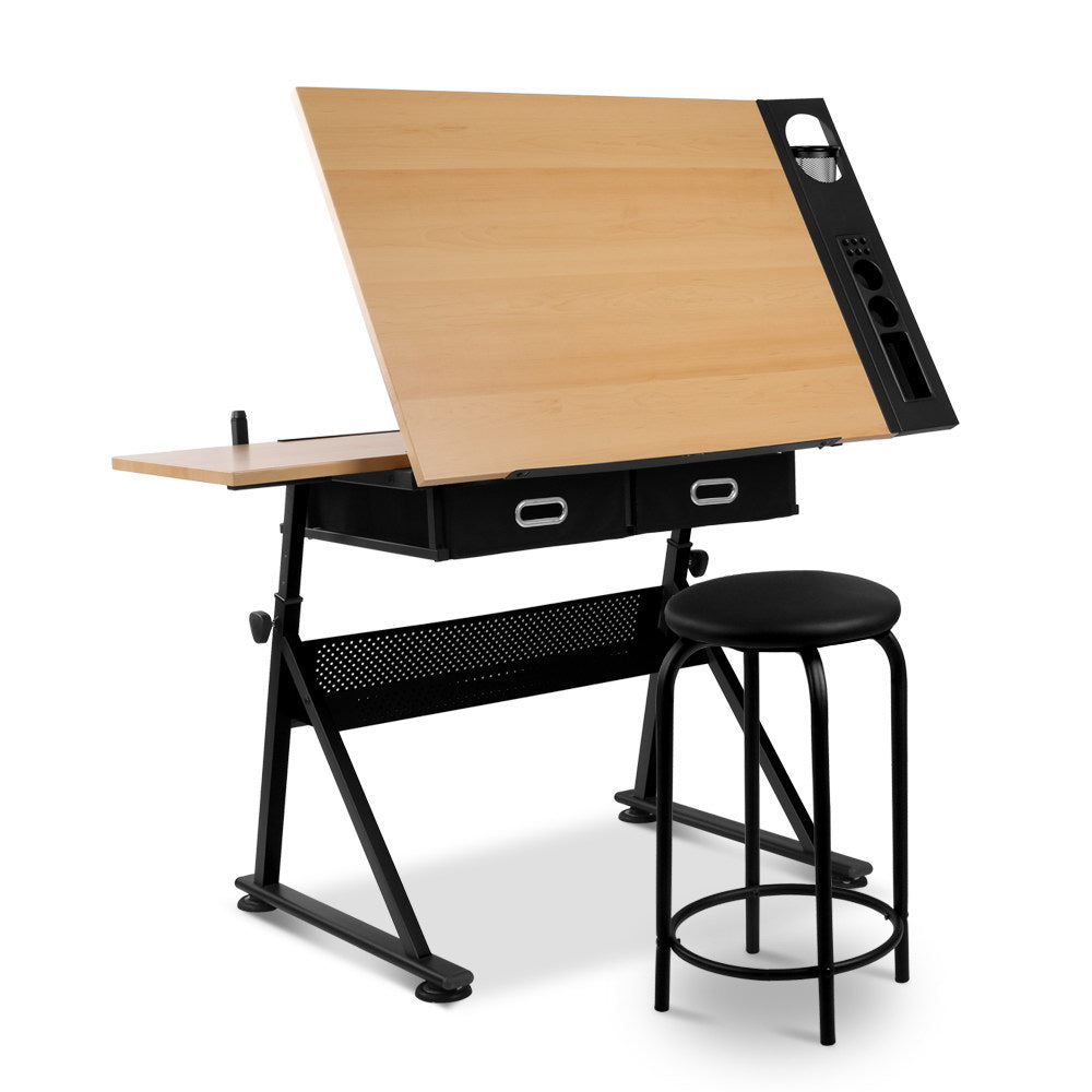 Tilt Drafting Table Stool Set - Natural & Black - House Things Furniture > Office