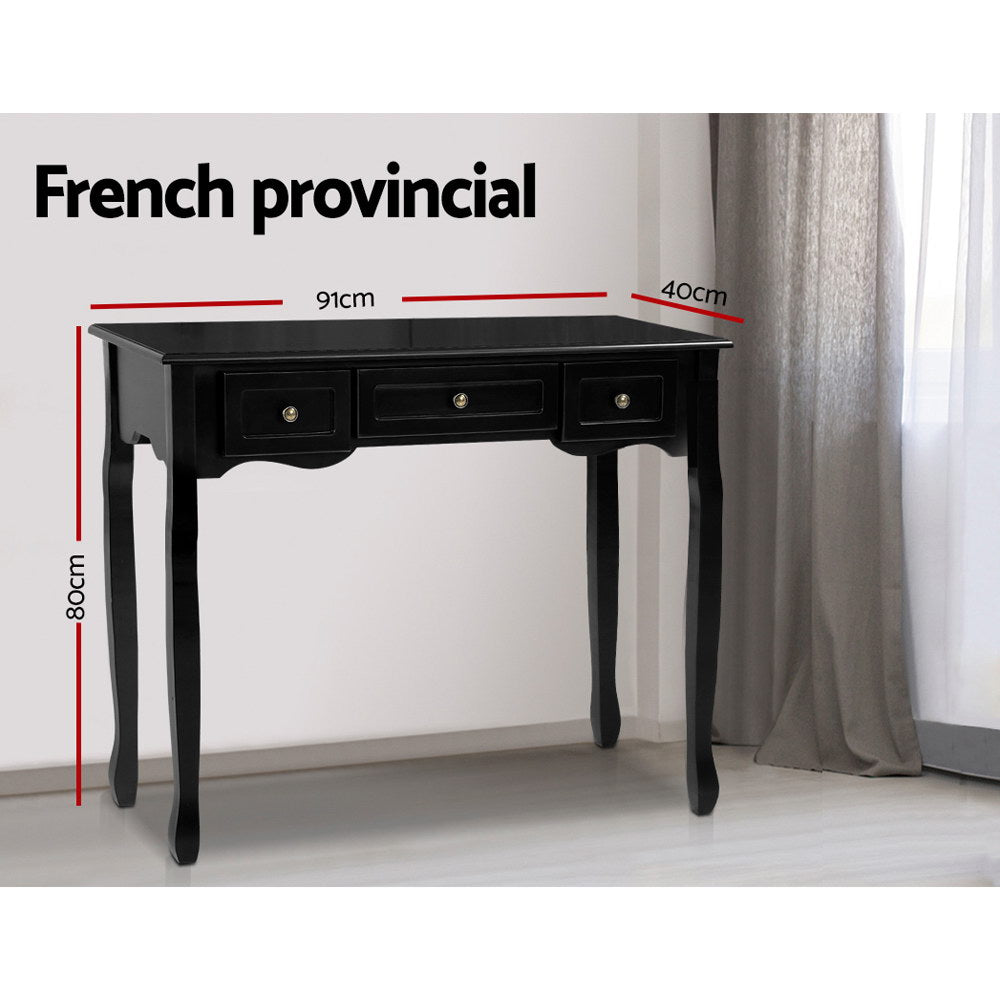 Hallway Console Table 3 Drawers Black - House Things Furniture > Bedroom