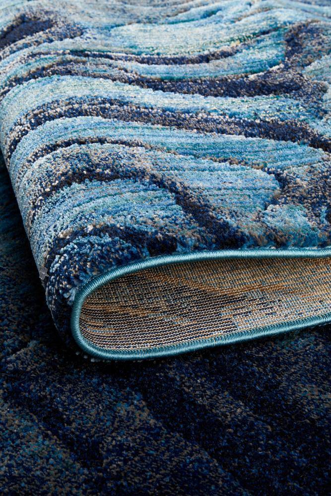 Dreamscape Waves Modern Indigo Rug - House Things Dreamscape Collection