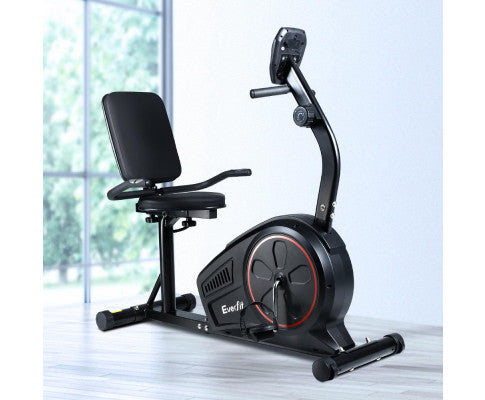 Everfit Magnetic Recumbent Exercise Bike Black - House Things