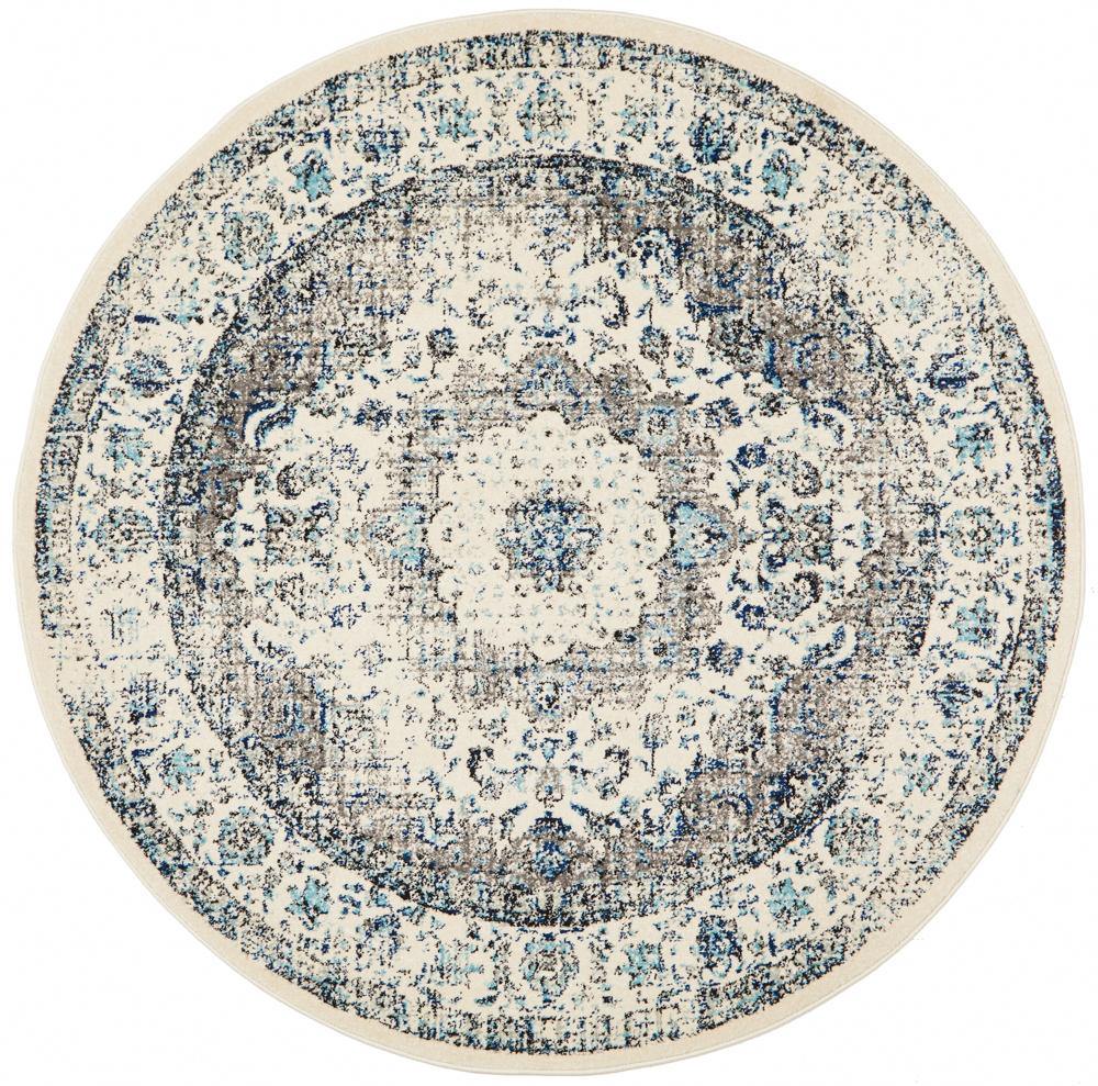 Evoke Mist White Transitional Round Rug - House Things Evoke Collection