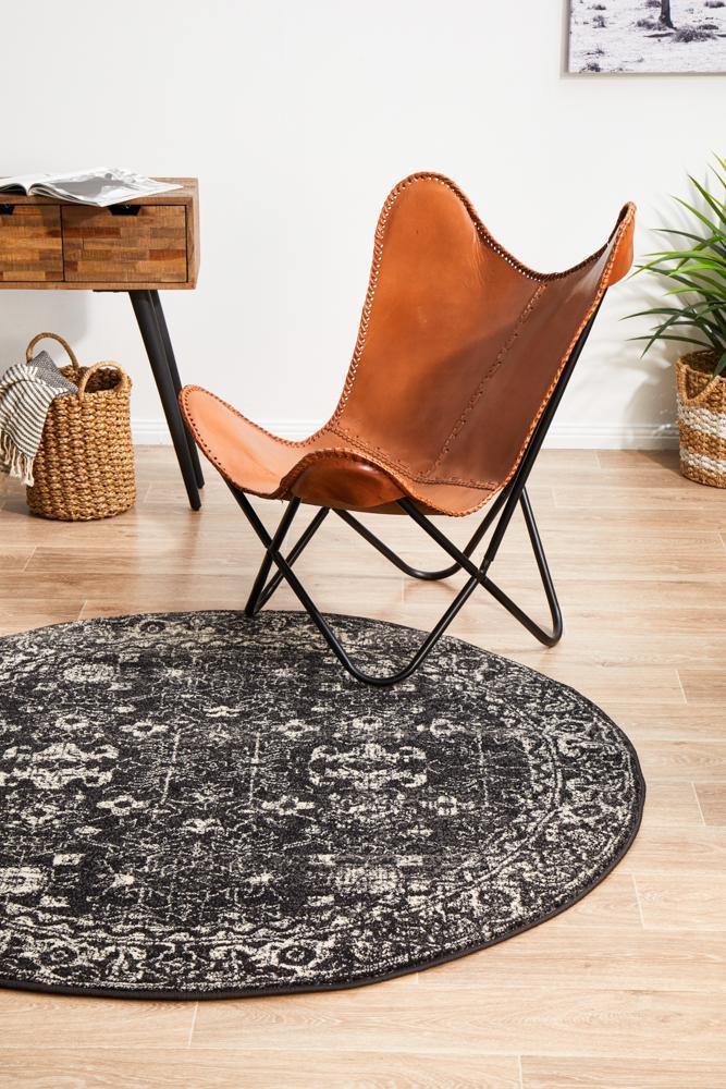 Evoke Estella Charcoal Transitional Round Rug - House Things Evoke Collection