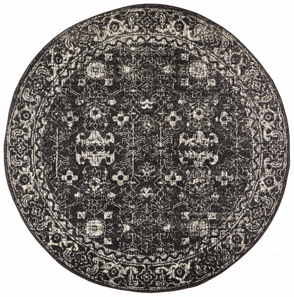 Evoke Estella Charcoal Transitional Round Rug - House Things Evoke Collection