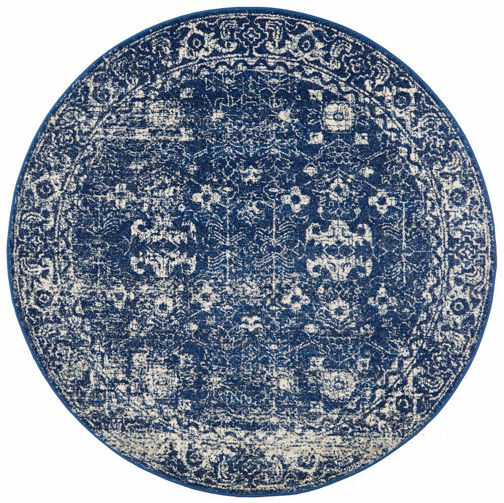 Evoke Oasis Navy Transitional Round Rug - House Things Evoke Collection