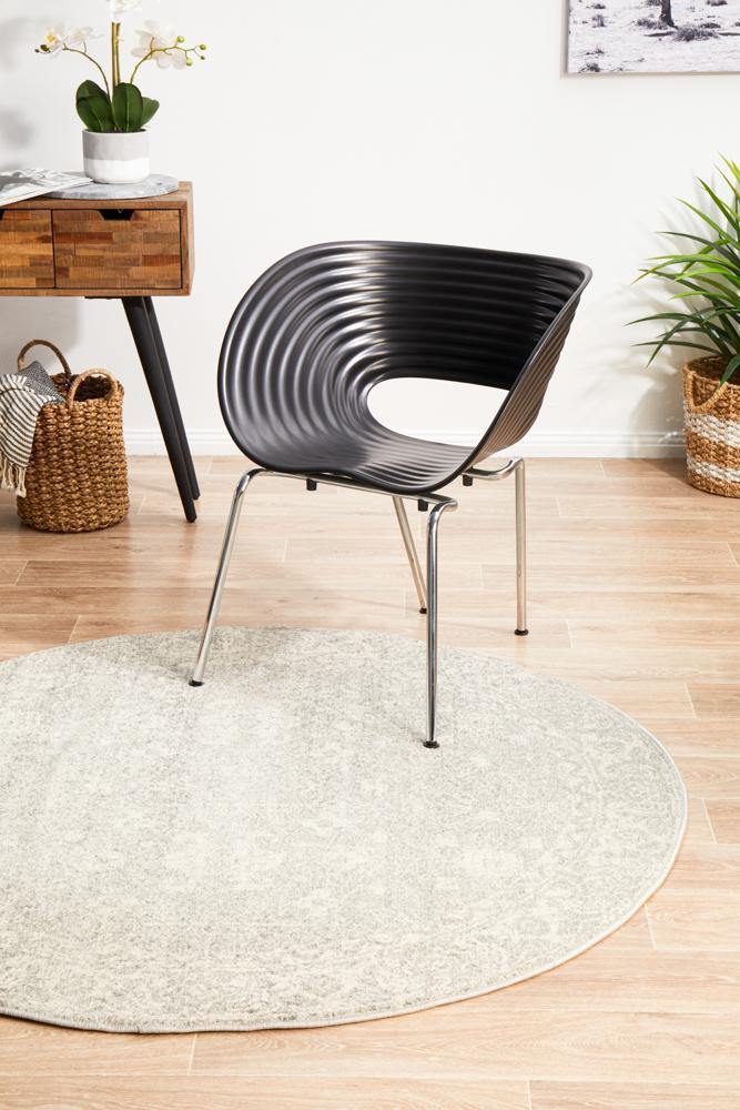 Evoke Shine Silver Transitional Round Rug - House Things Evoke Collection