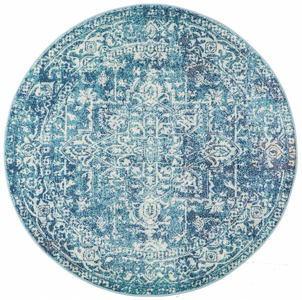 Classic Blue Transitional Round Rug - House Things Evoke Collection