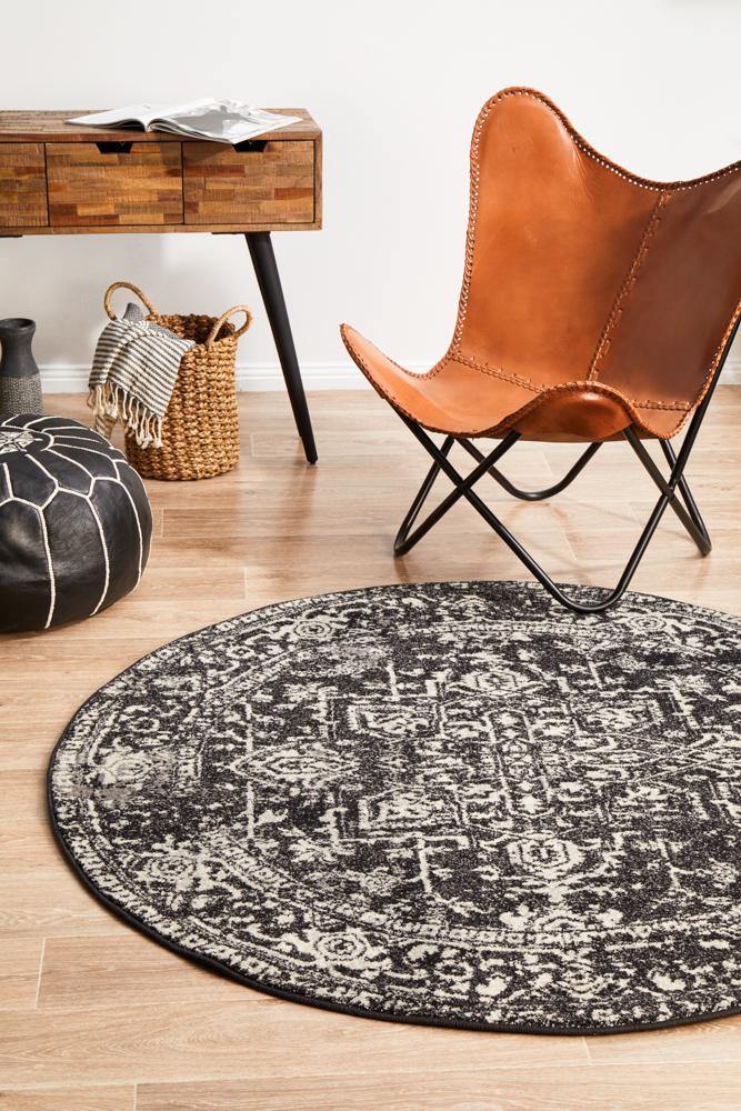 Evoke Scape Charcoal Transitional Round Rug - House Things Evoke Collection