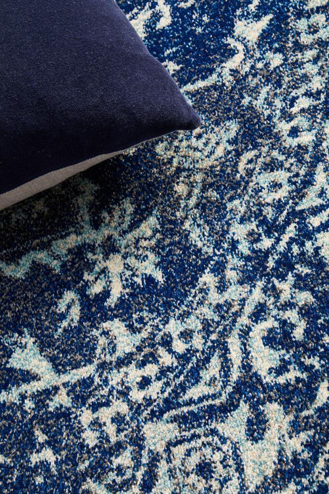Evoke Contrast Navy Transitional Round Rug - House Things Evoke Collection