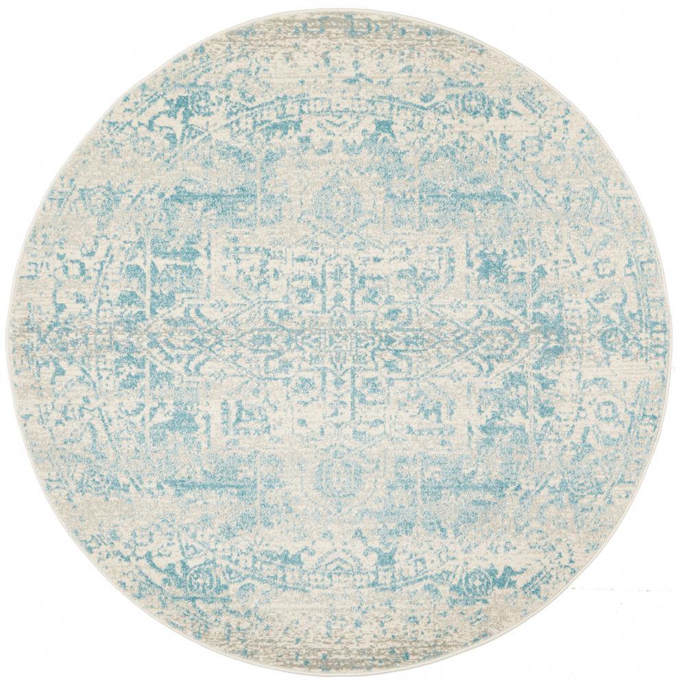Evoke Glacier White Blue Transitional Round Rug - House Things Evoke Collection