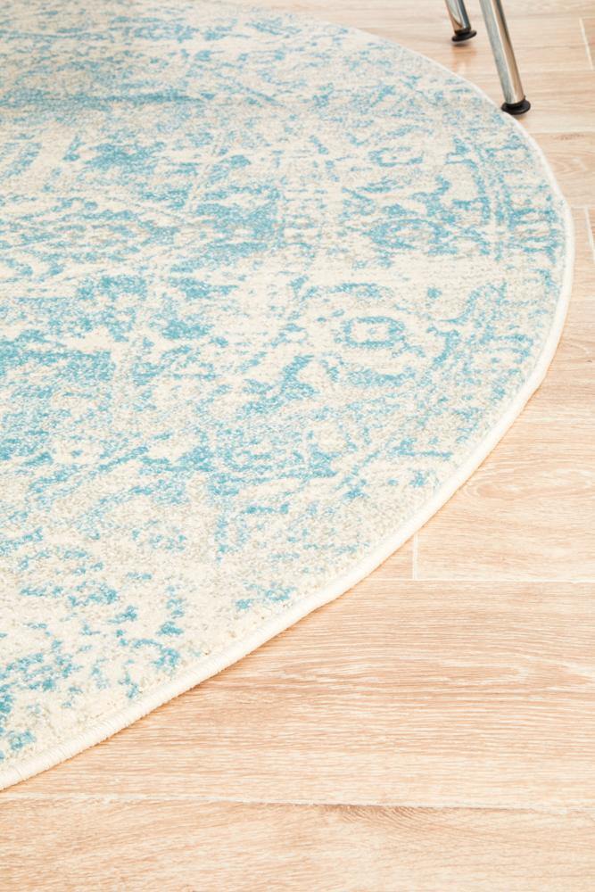 Evoke Glacier White Blue Transitional Round Rug - House Things Evoke Collection
