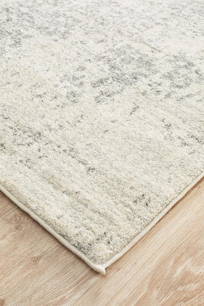 Classic White Silver Transitional Runner Rug - House Things Evoke Collection