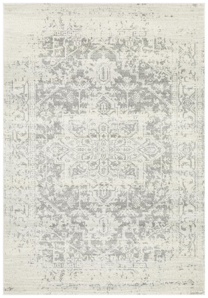 Classic White Silver Transitional Rug - House Things Evoke Collection