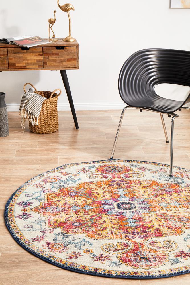Evoke Carnival White Transitional Round Rug - House Things Evoke Collection