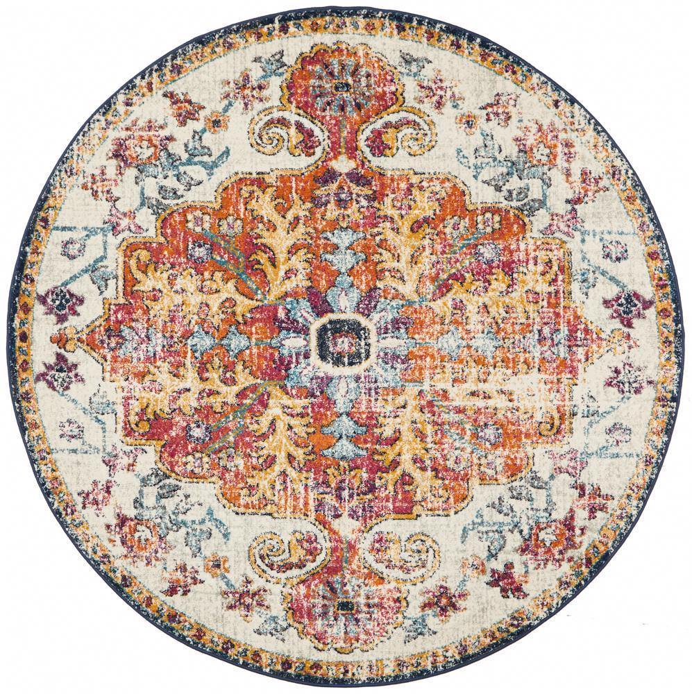 Evoke Carnival White Transitional Round Rug - House Things Evoke Collection