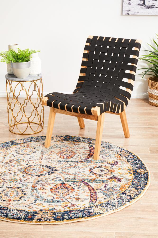 Evoke Peacock Ivory Transitional Round Rug - House Things Evoke Collection