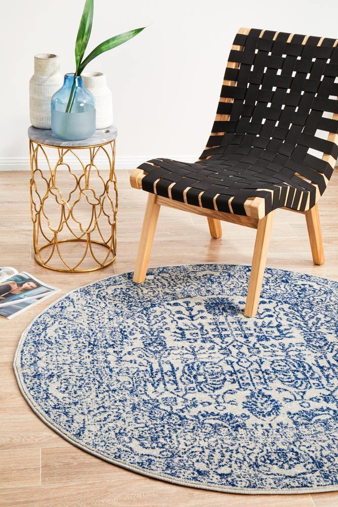 Classic Frost Blue Transitional Round Rug - House Things Evoke Collection