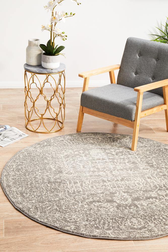 Evoke Homage Grey Transitional Round Rug - House Things Evoke Collection
