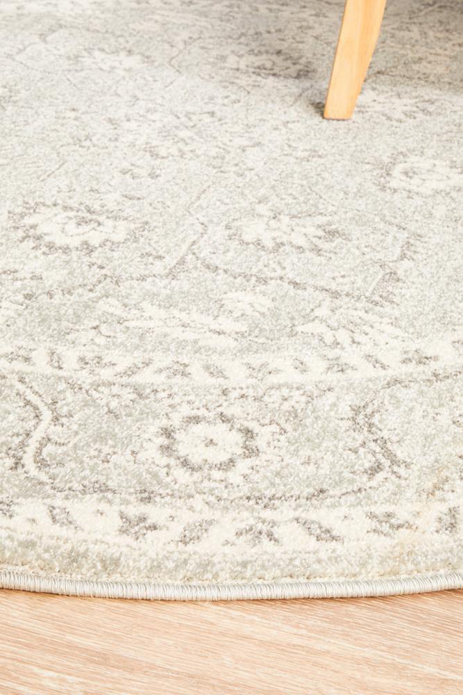 Evoke Silver Flower Transitional Round Rug - House Things Evoke Collection