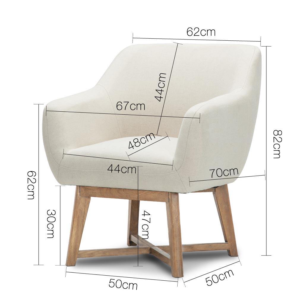 Fabric Tub Lounge Armchair - Beige - House Things Furniture > Living Room