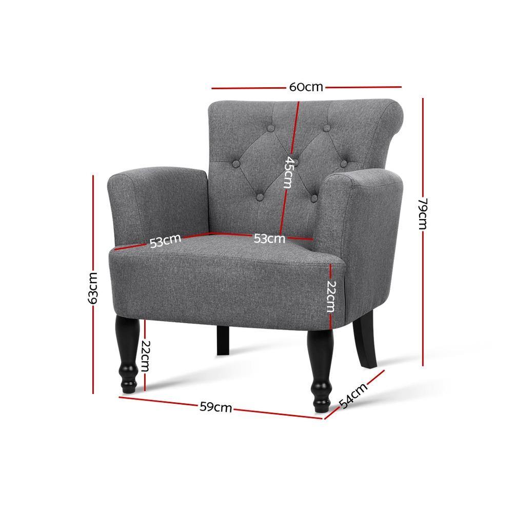 French Lorraine Wing Chair  - Grey - Housethings 
