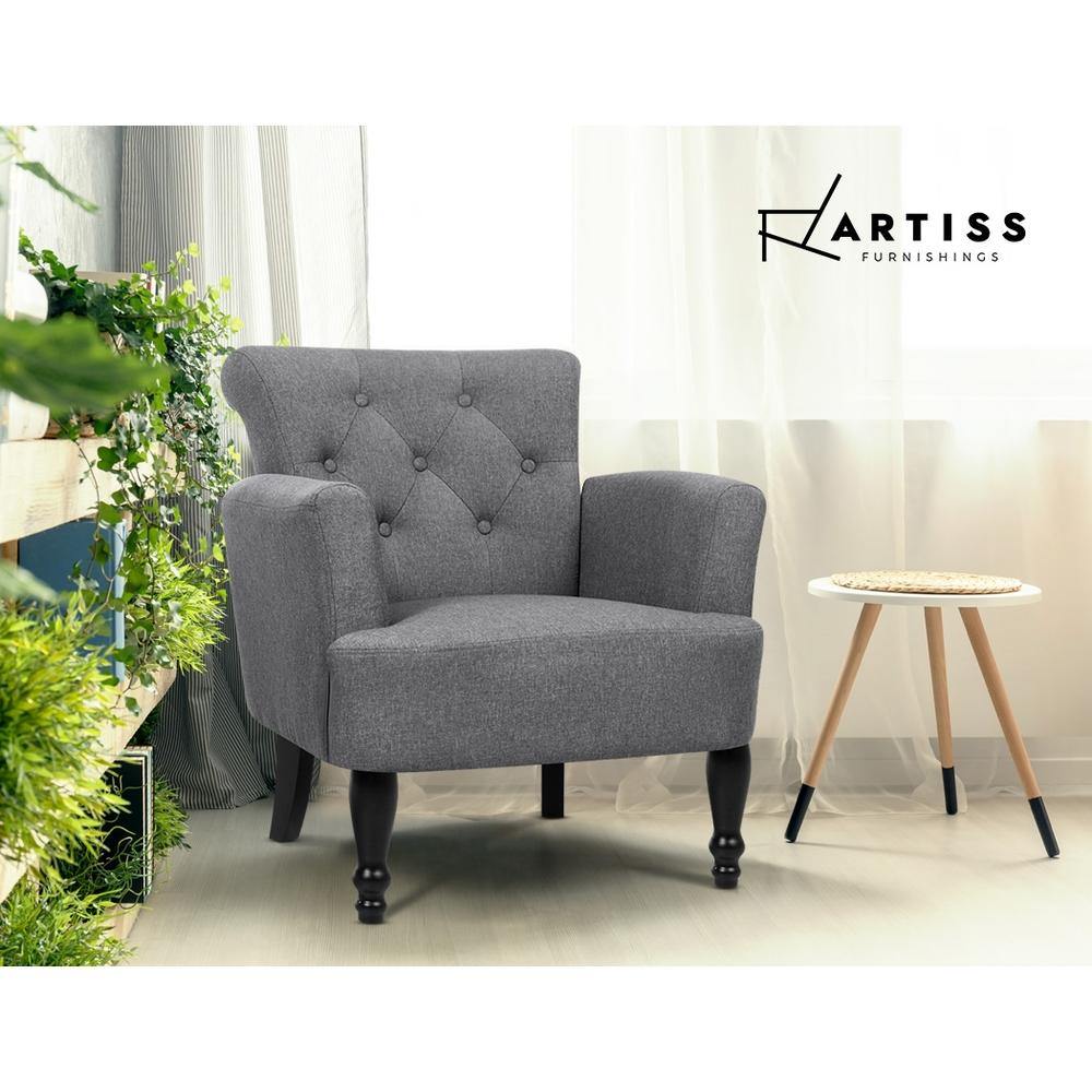 French Lorraine Wing Chair  - Grey - Housethings 