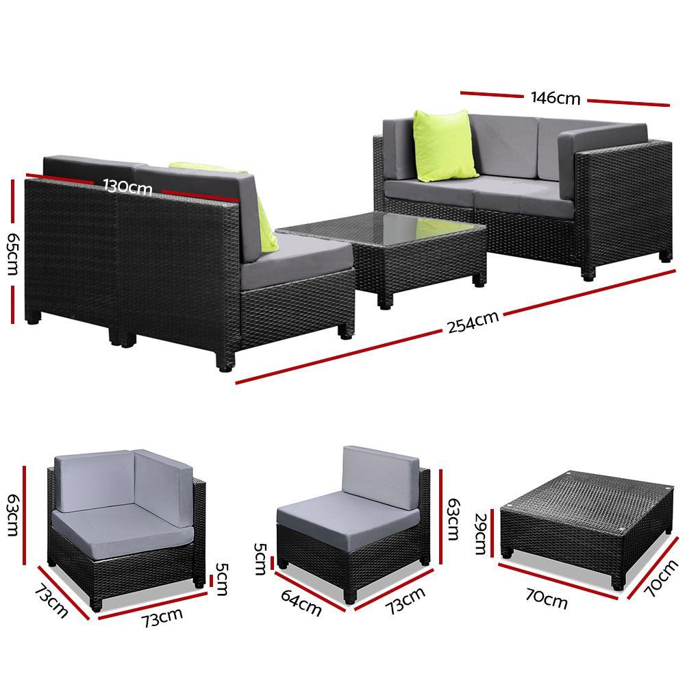 5PC Wicker Sofa Set Lounge - House Things Furniture > Outdoor