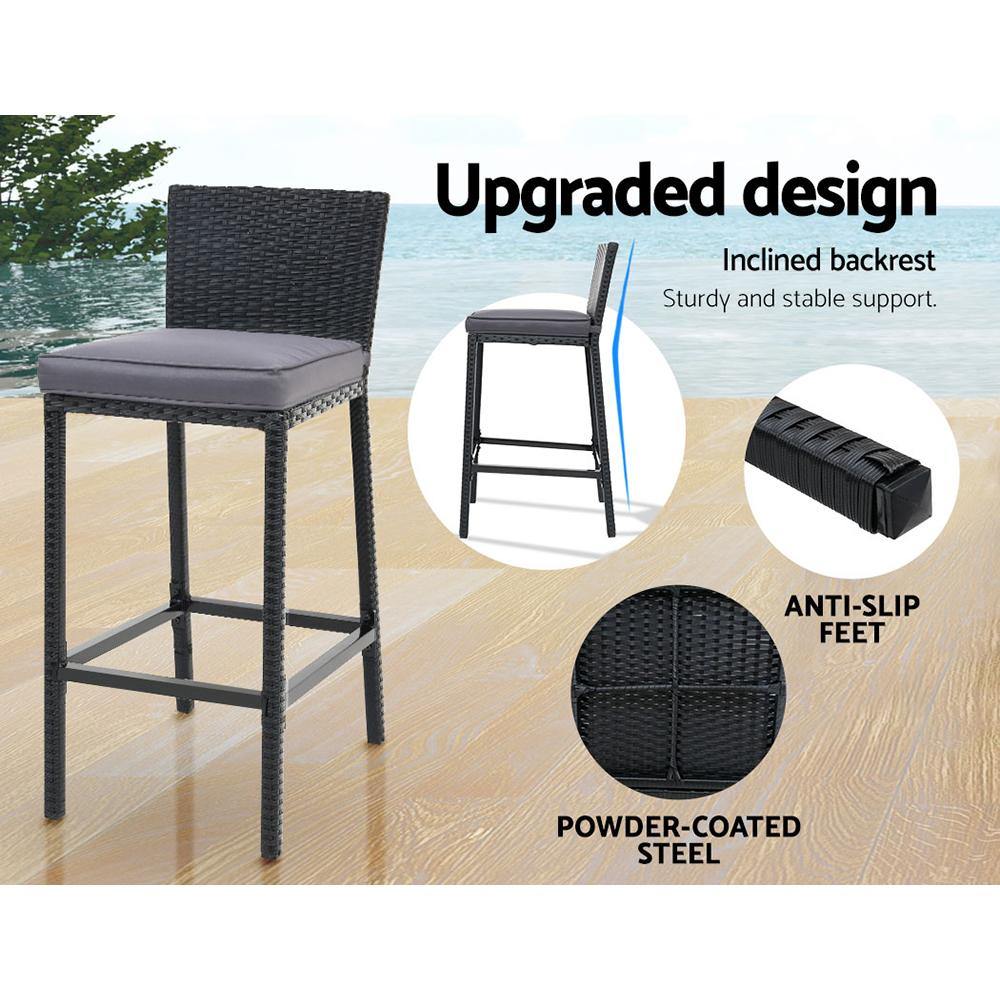 Outdoor Rattan Bar Set 6 Stools & Table - Housethings 