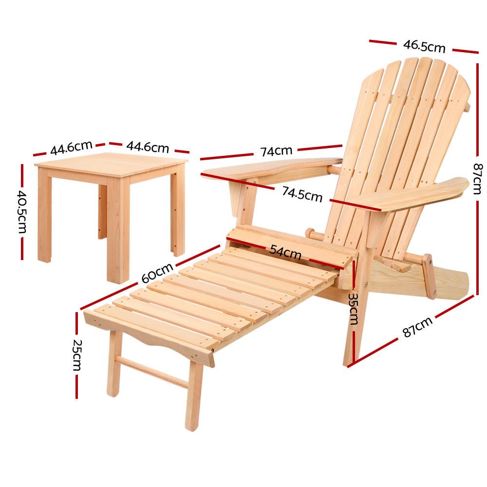 3 Piece Outdoor Beach Chair and Table Set - House Things Furniture > Outdoor
