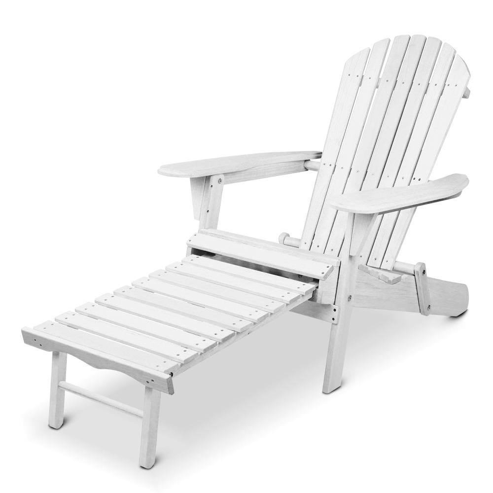 Summereze Beach Chair with Ottoman - White - House Things Furniture > Outdoor