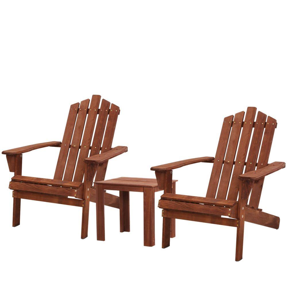 Adirondack Patio Chair with Table Setting Wooden Brown - House Things 