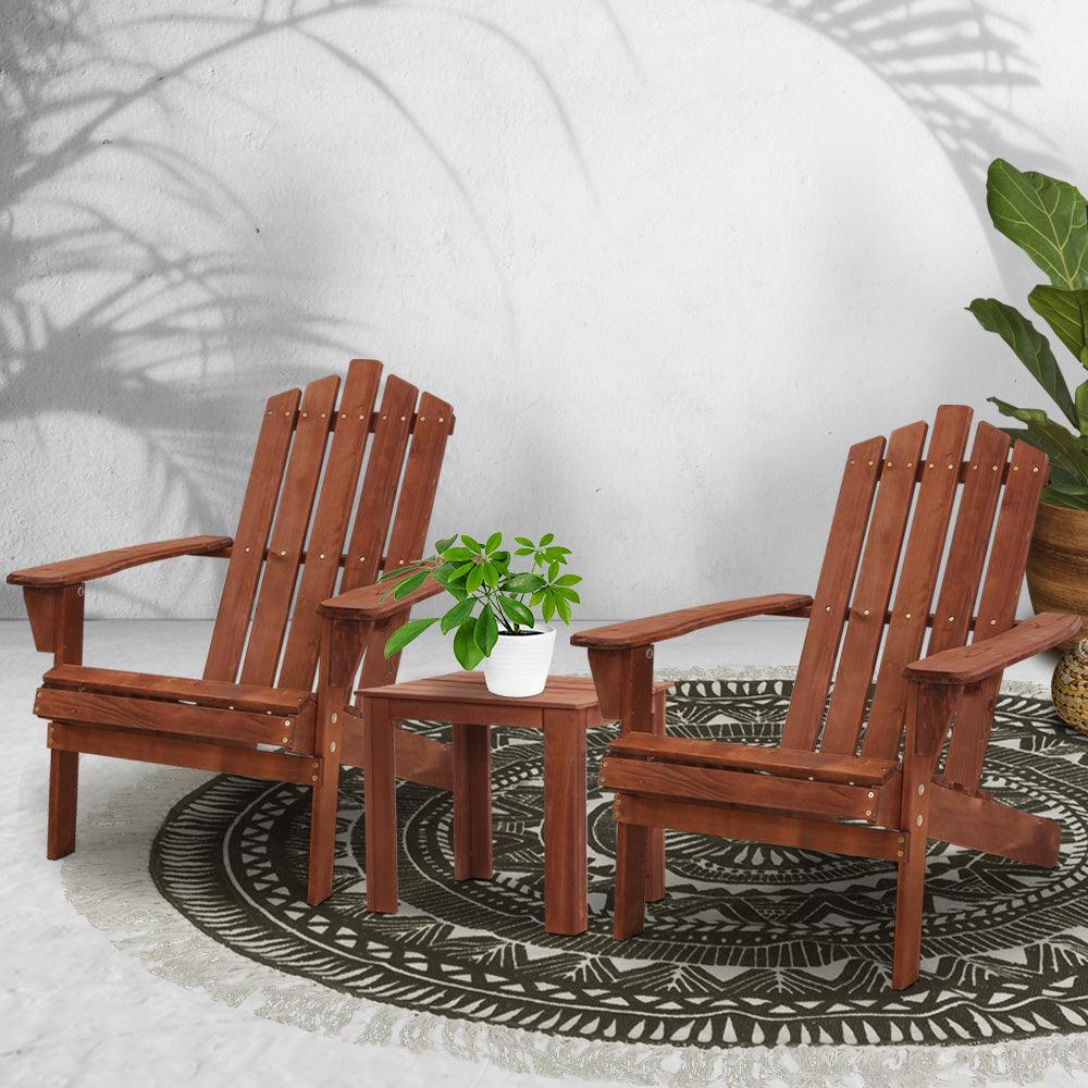Adirondack Patio Chair with Table Setting Wooden Brown - House Things 