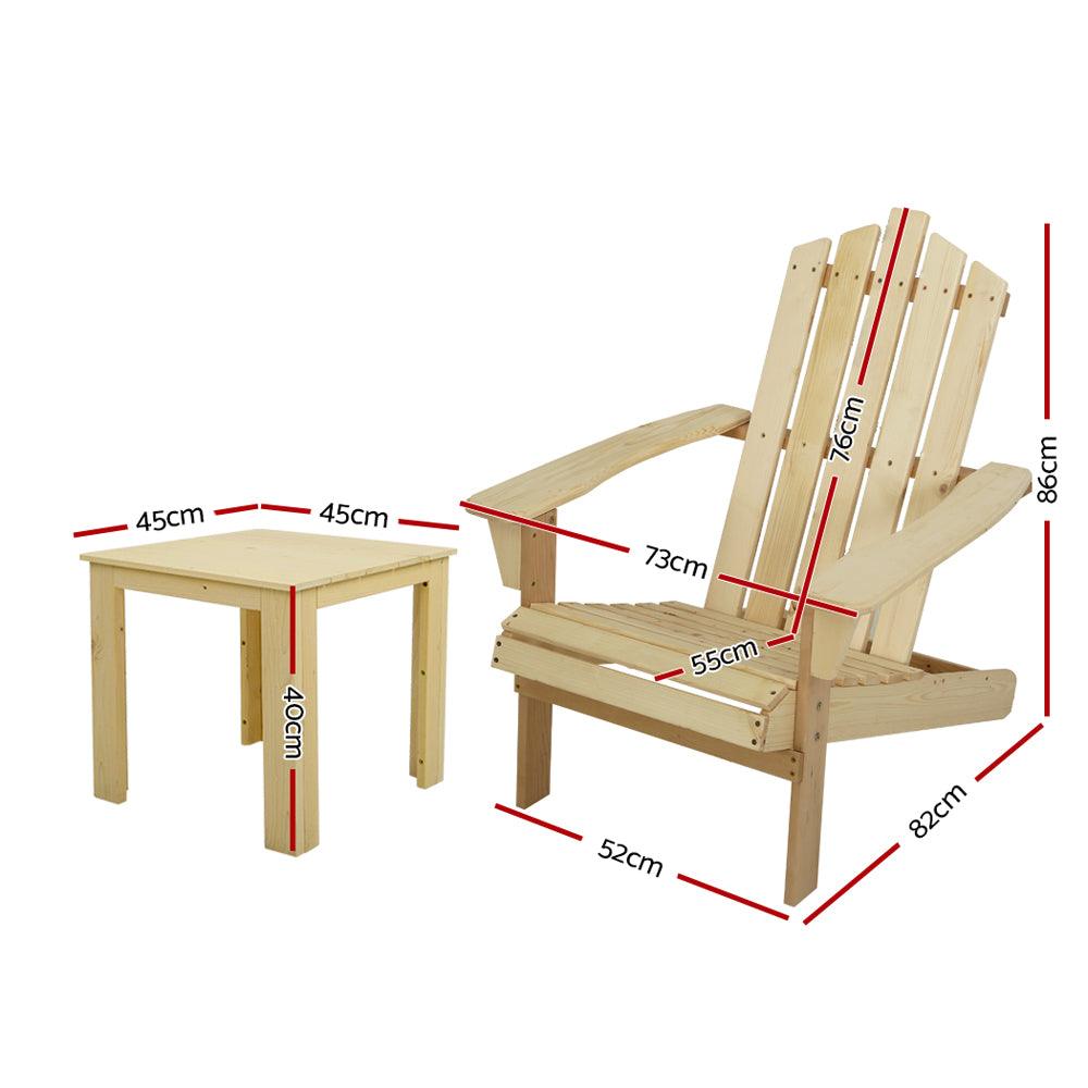 Adirondack Beach Chairs Table Setting Wooden Patio Natural Wood Chair - House Things Furniture > Outdoor