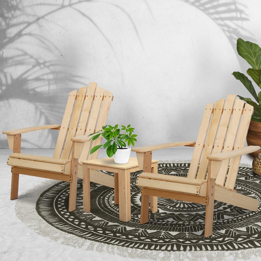 Adirondack Beach Chairs Table Setting Wooden Patio Natural Wood Chair - House Things Furniture > Outdoor